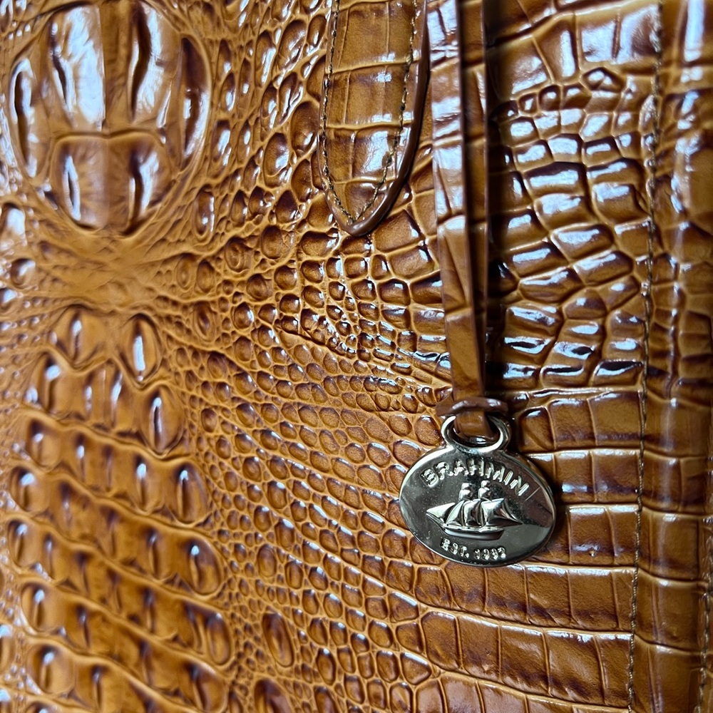 Brahmin Tia Pecan Crocodile Embossed Leather Tote Bag - Picture 4 of 16